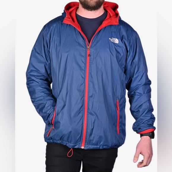 [M]The North Face Men's Navy Nylon Jacket with Red Fleece Lining Vintage - Picture 8 of 9